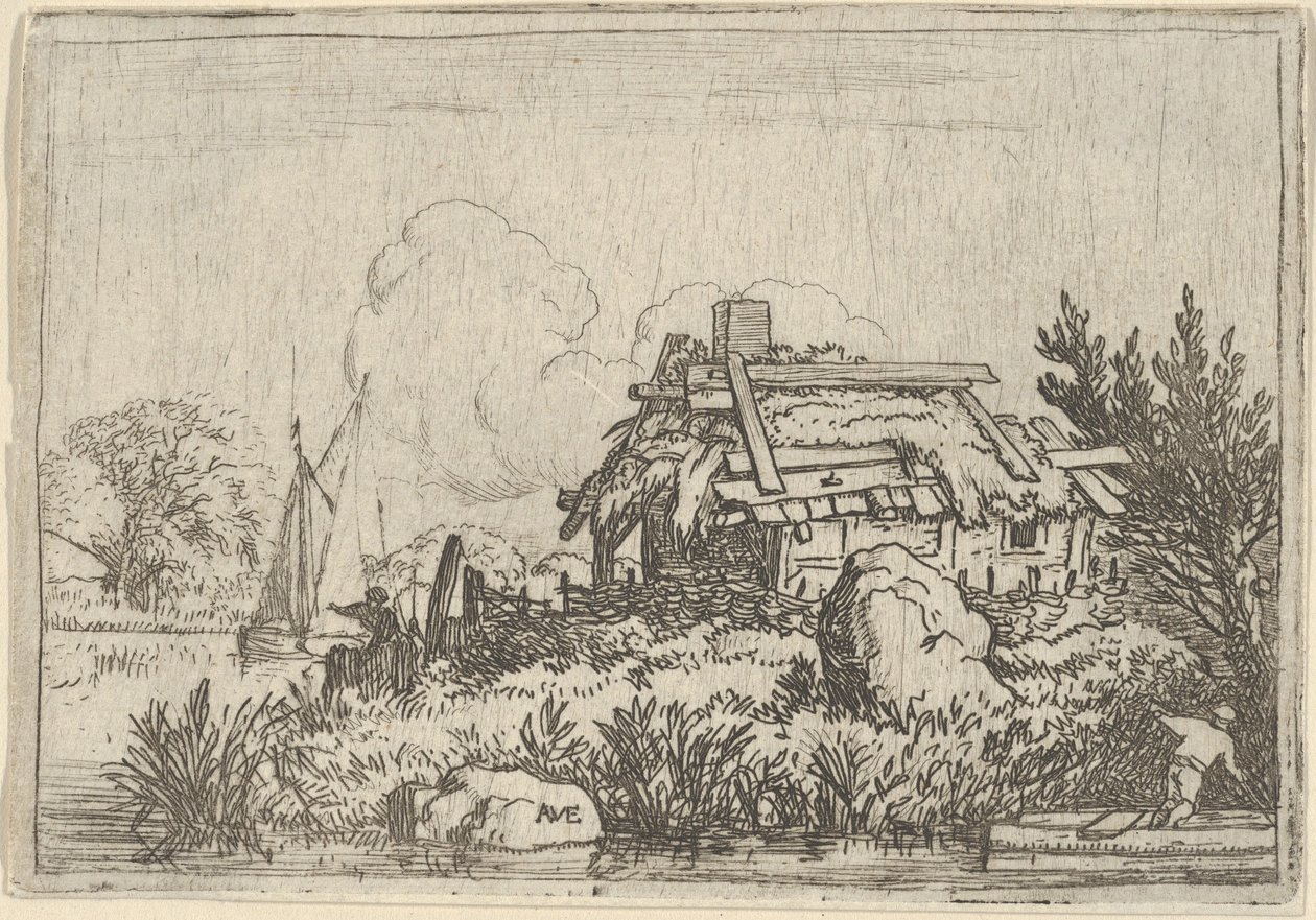 Il cottage in rovina, circondato dall