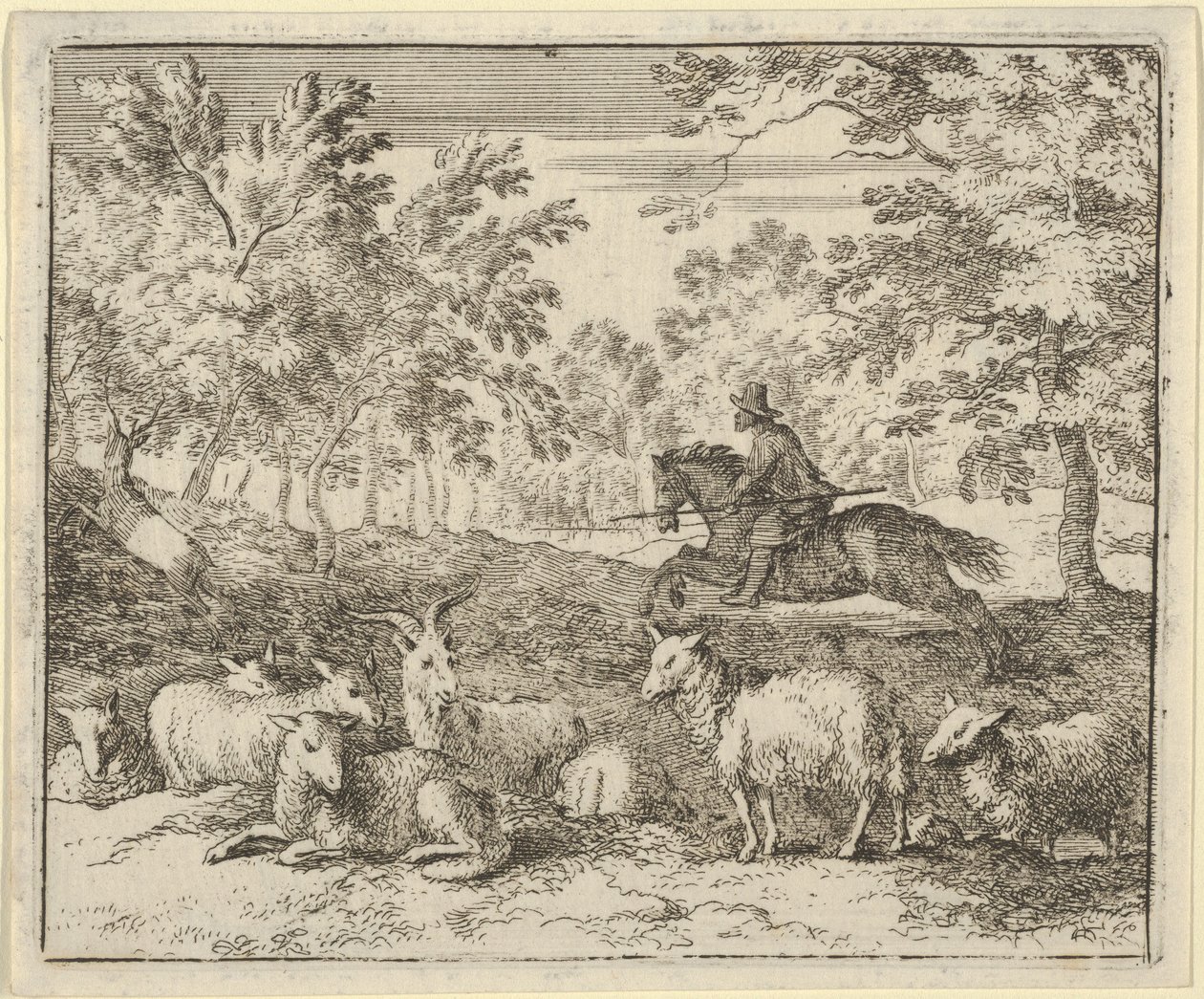 Il pastore a cavallo insegue il cervo, 1650-75 da Allart van Everdingen