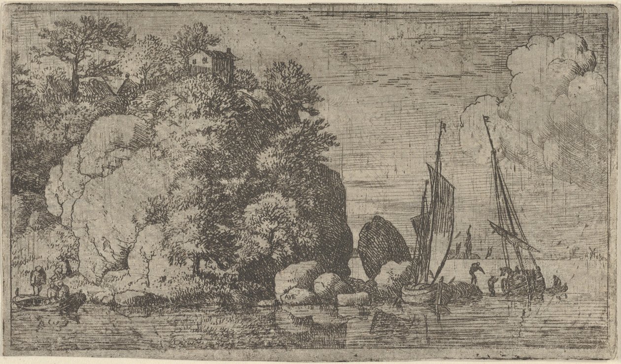 Le due barche sul fiume, XVII secolo da Allart van Everdingen