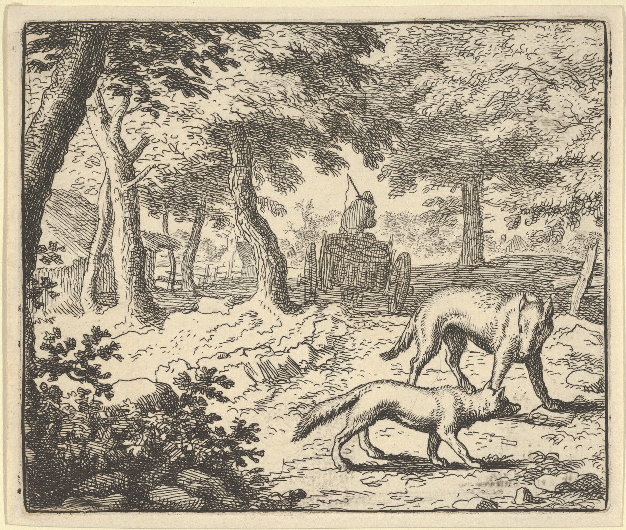 Il lupo accusa Renard di aver mangiato il pesce che ha rubato, 1650-75 da Allart van Everdingen