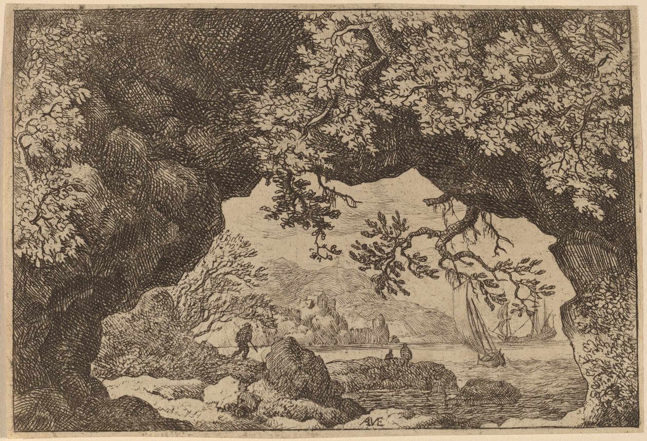 Vista attraverso una roccia perforata, probabilmente c. 1645-1656 da Allart van Everdingen