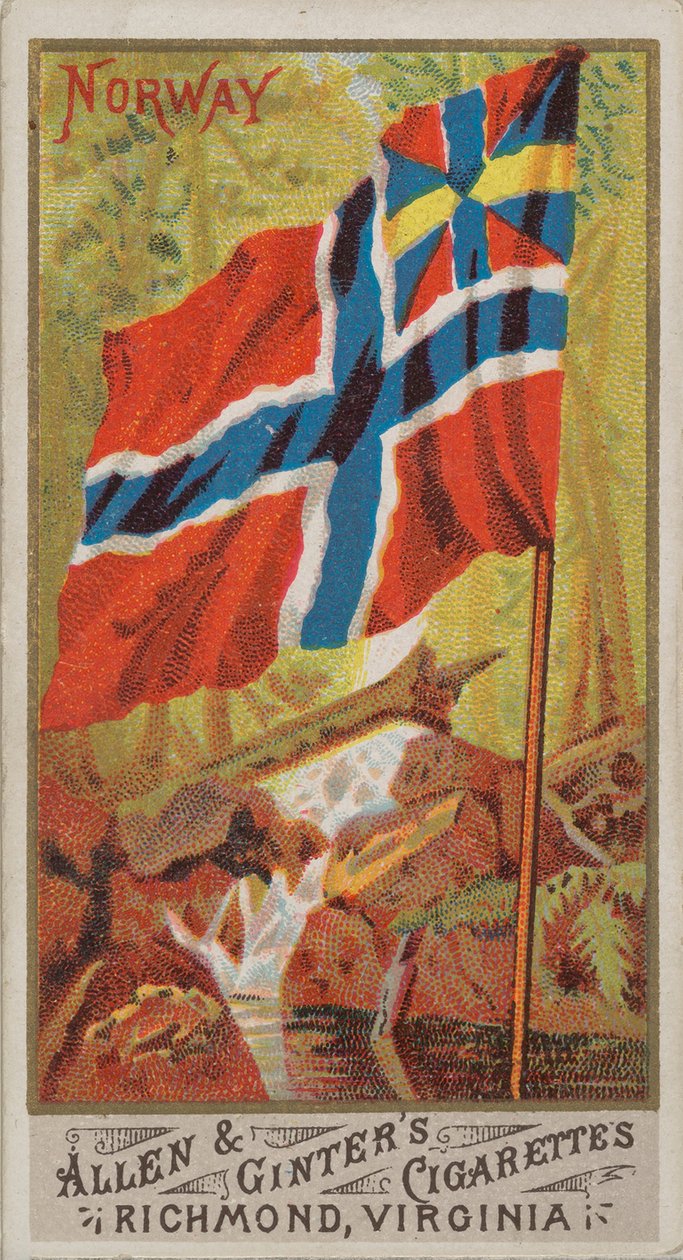 Norvegia, da Bandiere di tutte le nazioni, Serie 1 N9 per Allen & Ginter Cigarettes Brands, 1887 da Allen and Ginter