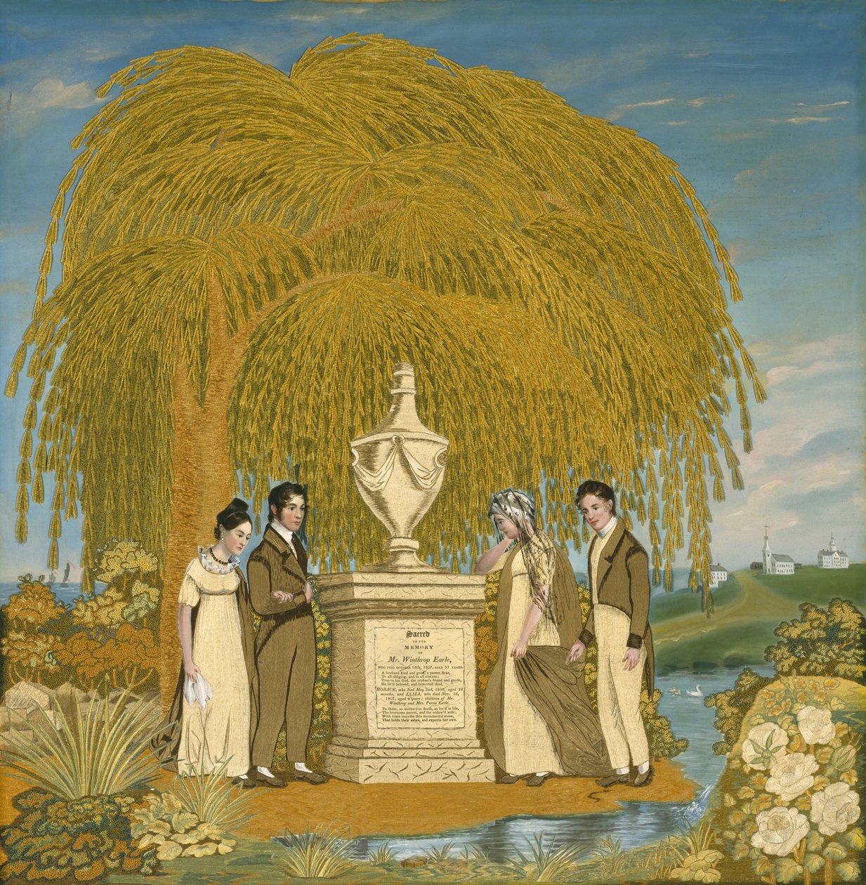 Quadro commemorativo ricamato da Almira attr.to Earle