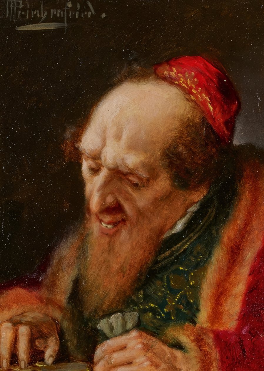 Mercante che conta i soldi da Alois Heinrich Priechenfried