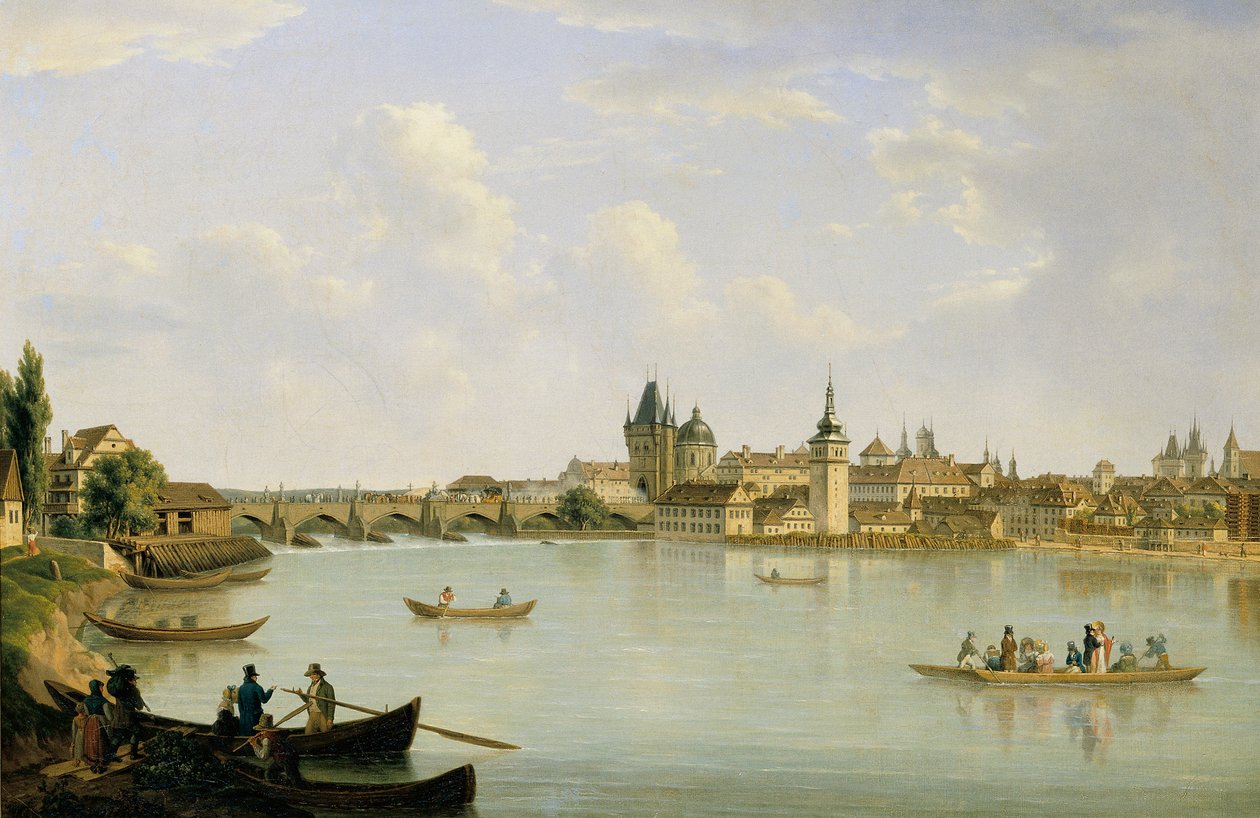 Veduta di Praga con il ponte Moldava (ponte Carlo) da Alois von Saar