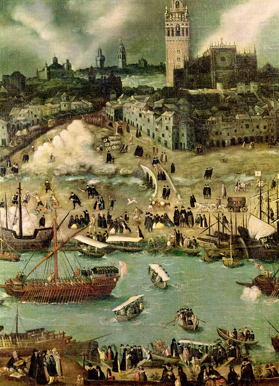 Il Porto di Siviglia, c.1590 (dettaglio) da Alonso Sánchez Coello