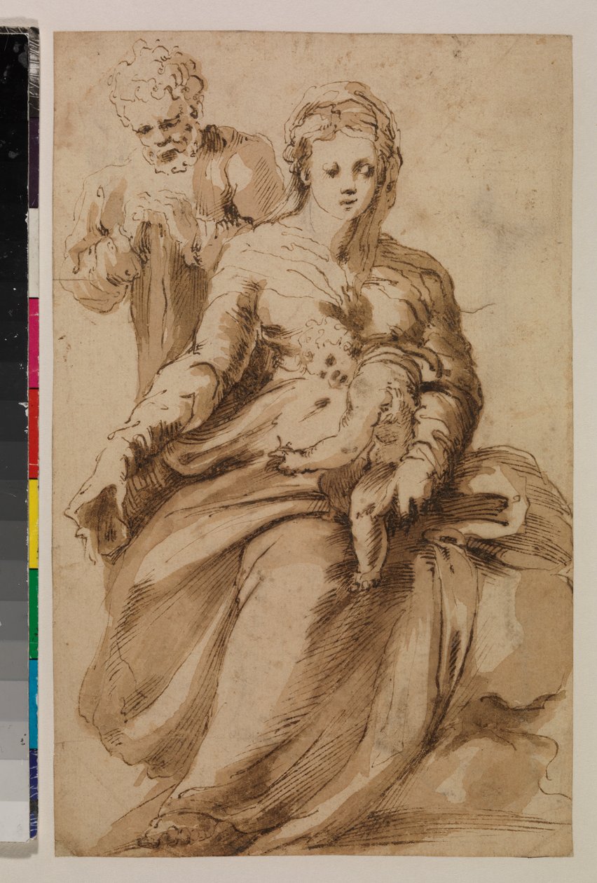 Sacra Famiglia (recto) c.1537 da Alonso (workshop of) Berruguete