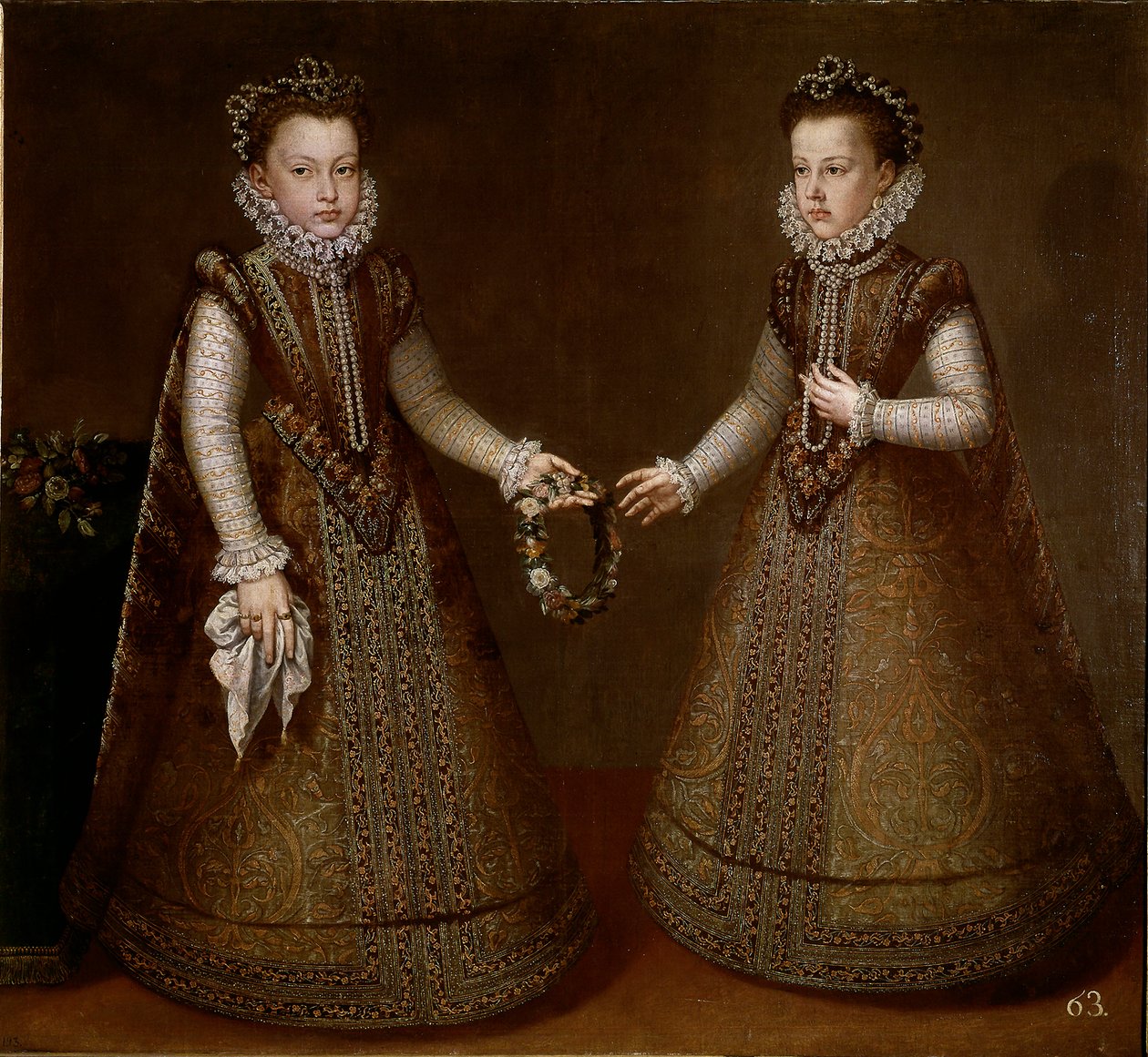 Ritratto di Isabella e Caterina, figlie del re Filippo II di Spagna. Dipinto di Alonso Sanchez-Coello da Alonso Sánchez Coello
