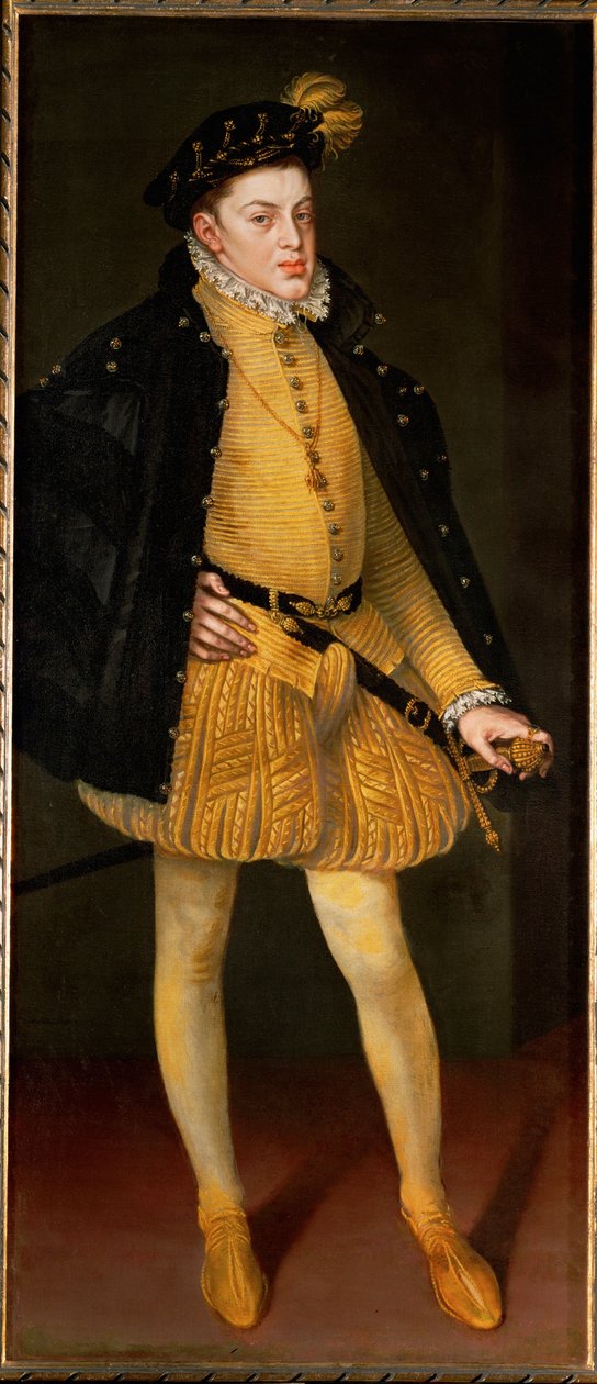 Il neonato Don Carlos, figlio di Filippo II e della sua prima moglie e cugina Maria del Portogallo... (dipinto su tela) da Alonso Sánchez Coello