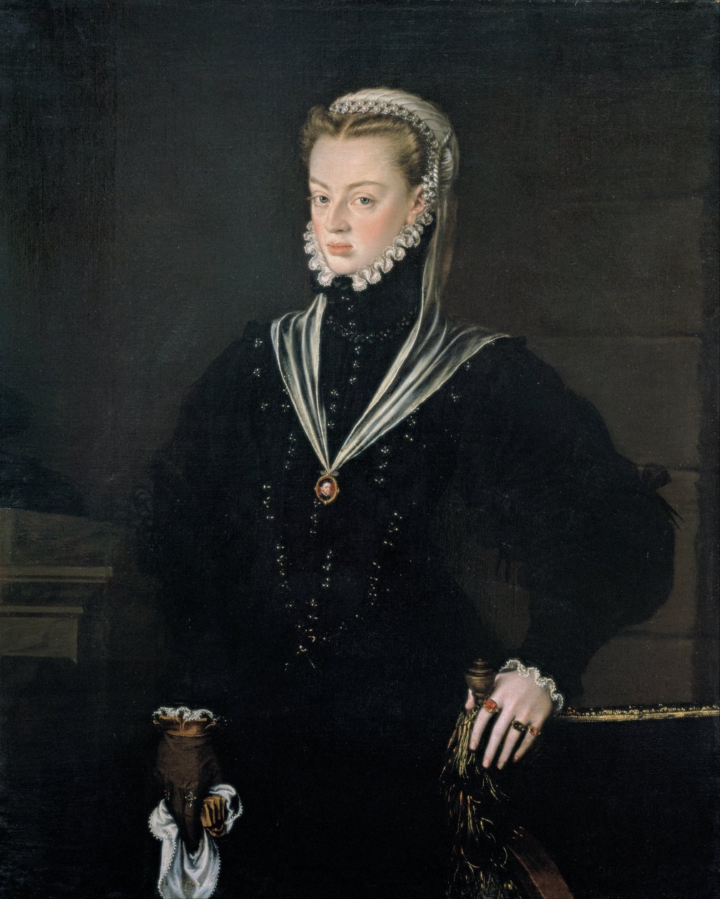 Spagnolo: Retrato de doña Juana de Austria, princesa de Portugal Ritratto di Doña Juana de Austria, principessa del Portogallo da Alonso Sánchez Coello