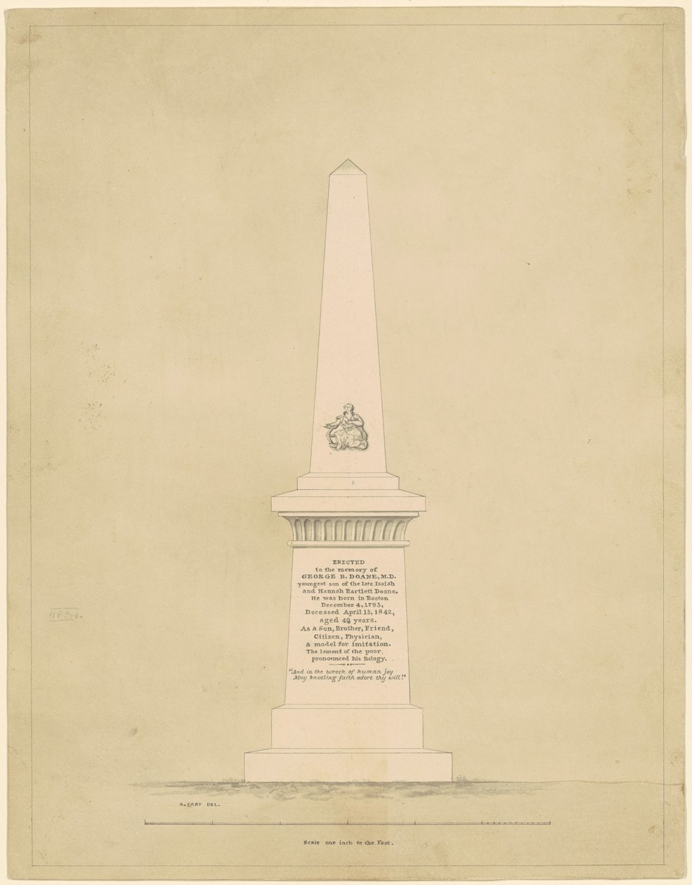 Progetto per un monumento in memoria di George B. Doane da Alpheus Cary