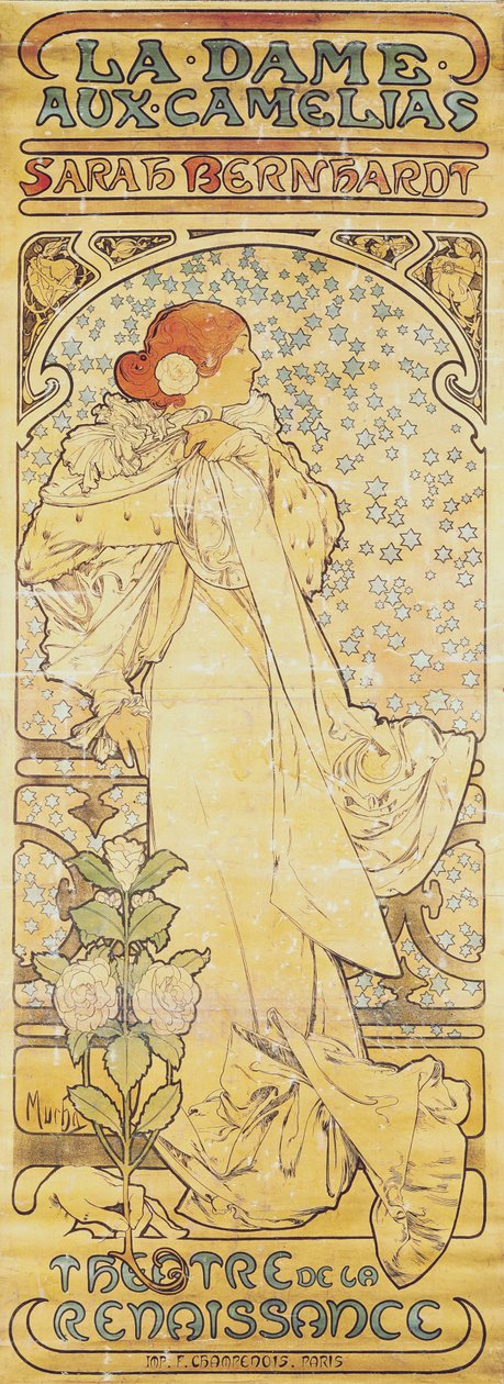La Dame aux Camélias, con Sarah Bernhardt, 1890-1910 da Alphonse Mucha