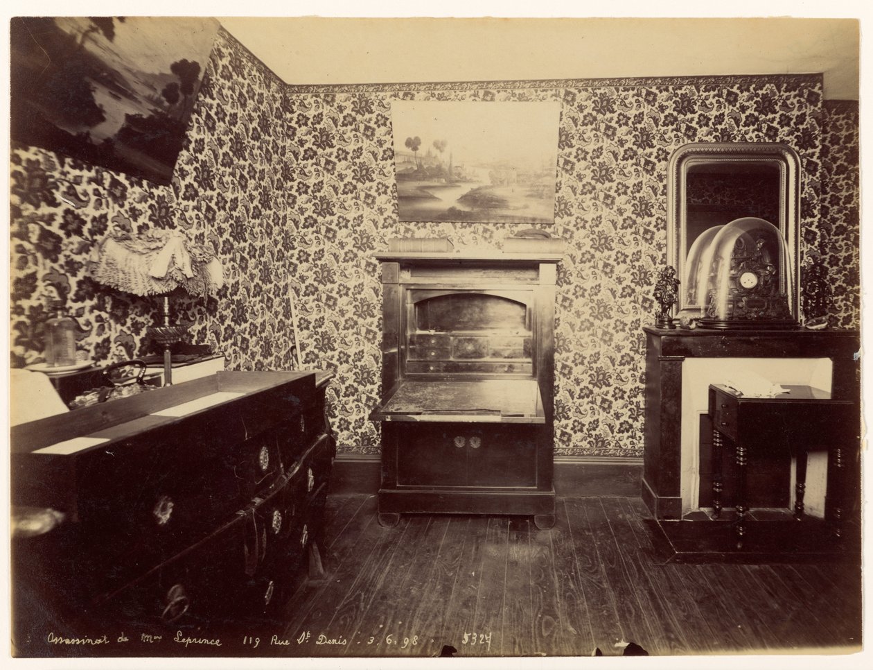 Assassinio di Lady Leprince ... Vista della camera da letto da Alphonse Bertillon