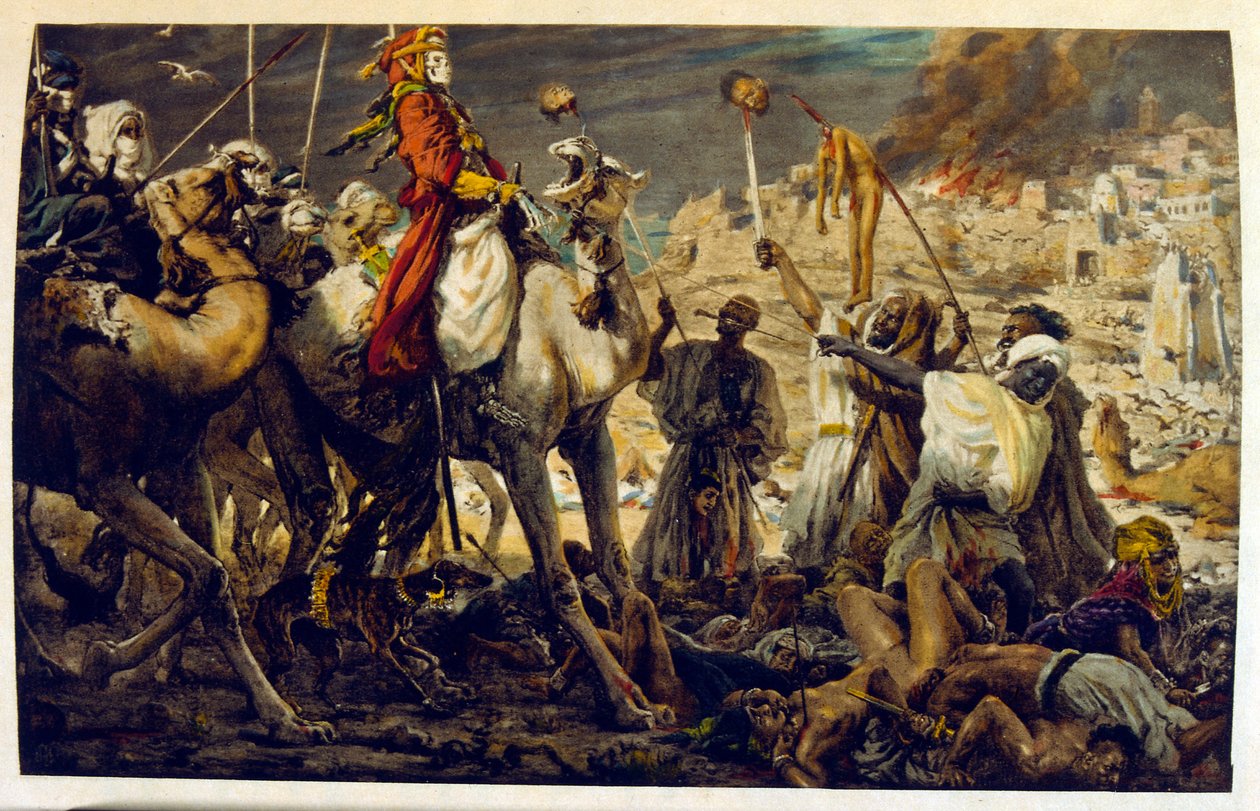 Illustrazione di Dinet da "Miraggi" Scene di vita araba. 1906. Mirages, Scenes De La Vie Arab è stato illustrato da Etienne Dinet con il commento di Silman Ben Ibrahim Bamer. Nasreddine Dinet, nato con il nome di Alphonse-Etienne Dinet (1861-1929), è stato da Alphonse Etienne Dinet
