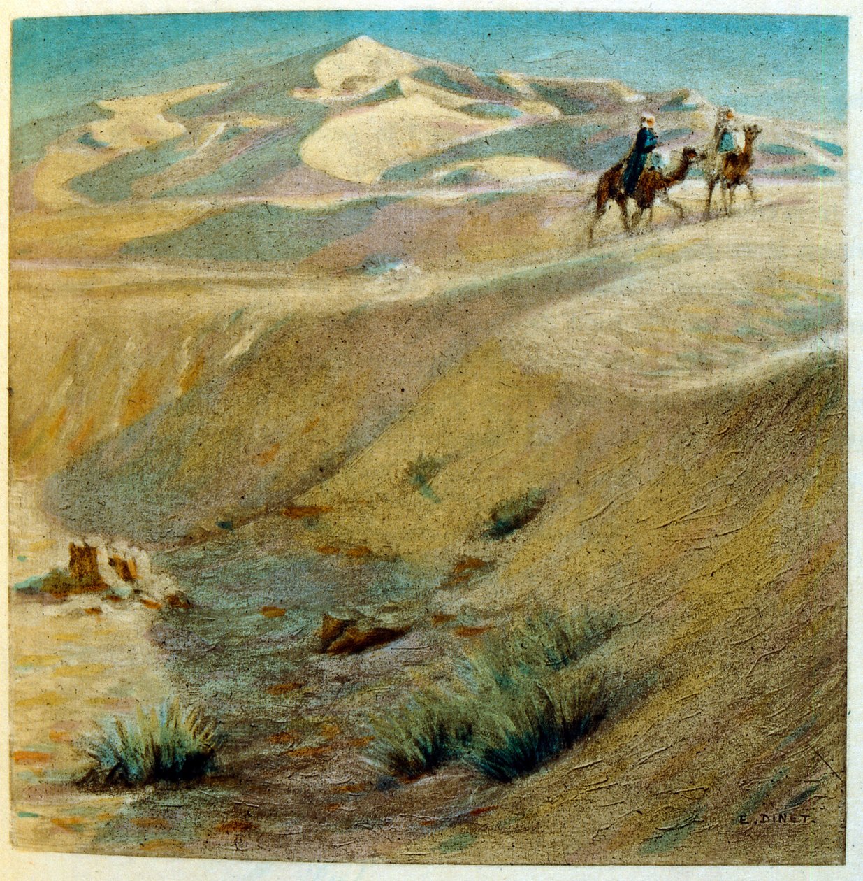 Illustrazione di Dinet da "Miraggi" Scene di vita araba. 1906. Mirages, Scenes De La Vie Arab è stato illustrato da Etienne Dinet con il commento di Silman Ben Ibrahim Bamer. Nasreddine Dinet, nato con il nome di Alphonse-Etienne Dinet (1861-1929), è stato da Alphonse Etienne Dinet