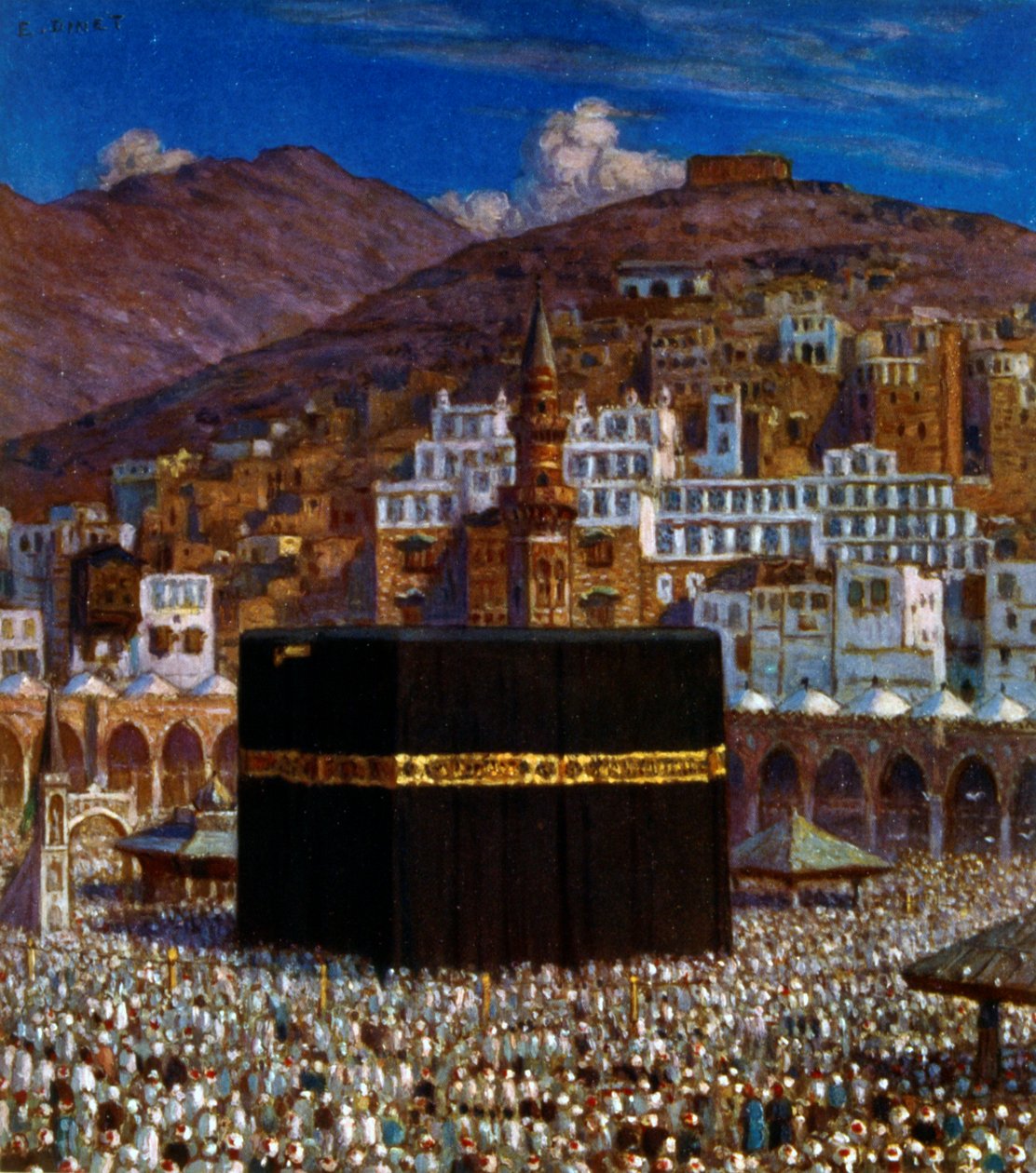 Illustrazione che raffigura pellegrini musulmani alla Kaaba alla Mecca. di Nasreddine Dinet (Alphonse-Étienne Dinet). 1861 – 1929 da Alphonse Etienne Dinet