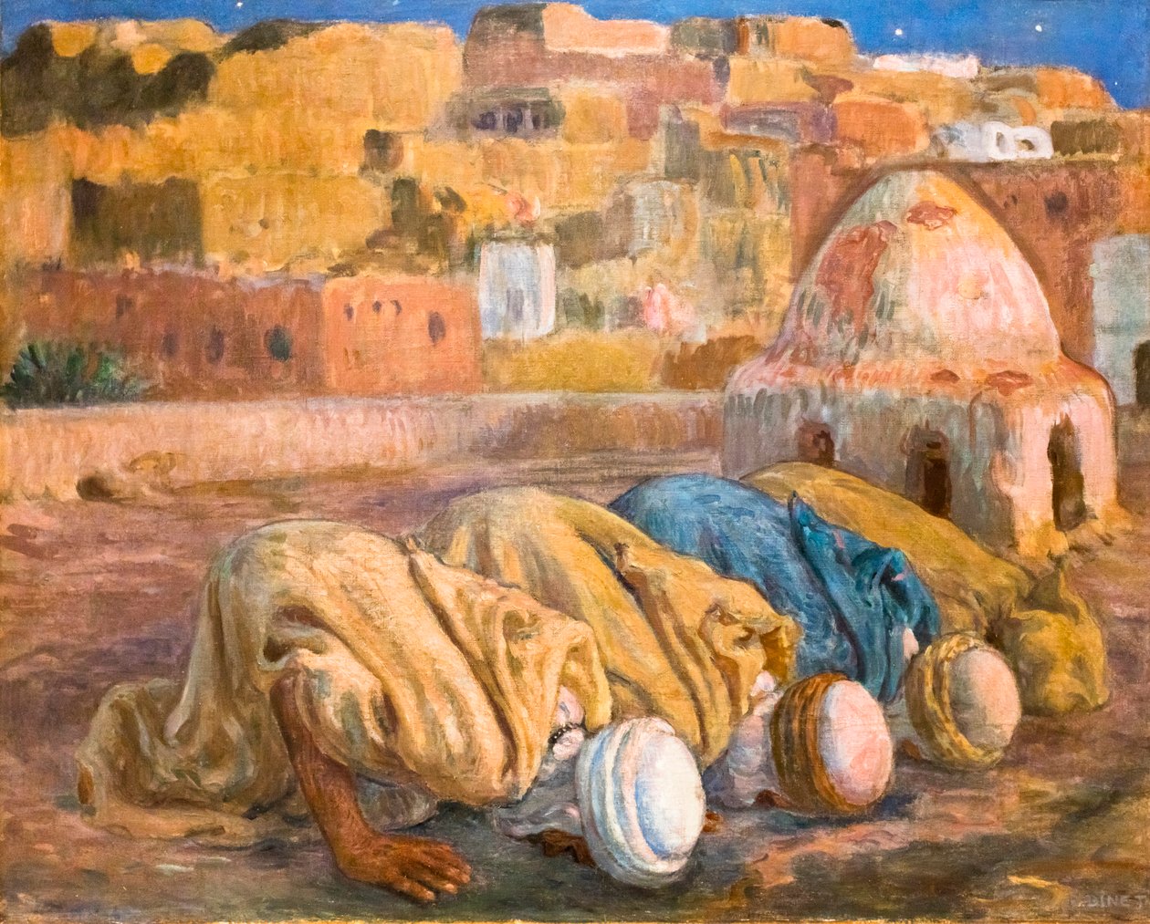 Preghiera su una terrazza a Bou-Saada o Es-Sojoud (olio su tela) da Alphonse Etienne Dinet