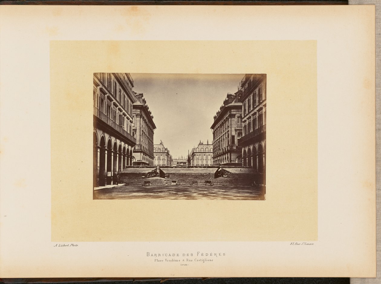 Barricata dei Fédérés, place Vendôme e rue Castiglione. da Alphonse J. Liébert