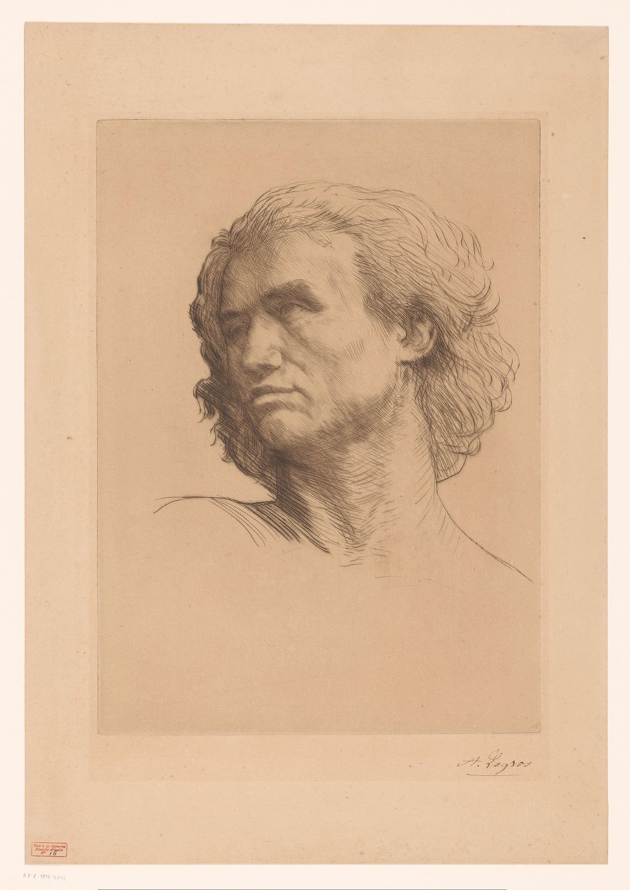 Testa di un uomo da Alphonse Legros (signed by artist)