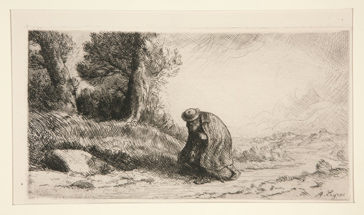 Un vagabondo che avanza lungo un sentiero da Alphonse Legros