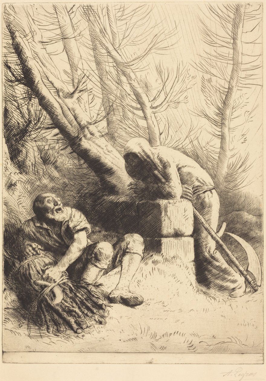 La morte e il boscaiolo, quarta tavola (La mort et le bucheron) da Alphonse Legros