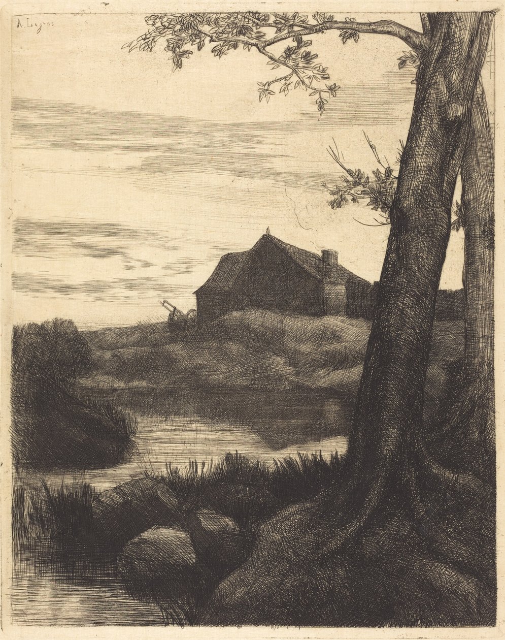 Fattoria con un grande albero (La fattoria con il grande albero) da Alphonse Legros