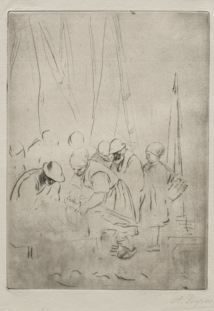 Pescatori sul molo a Boulogne da Alphonse Legros