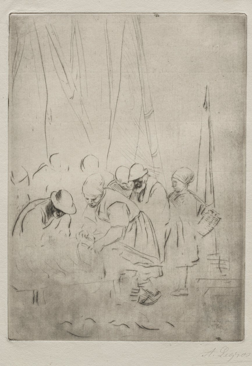 Pescatori sul molo a Boulogne da Alphonse Legros