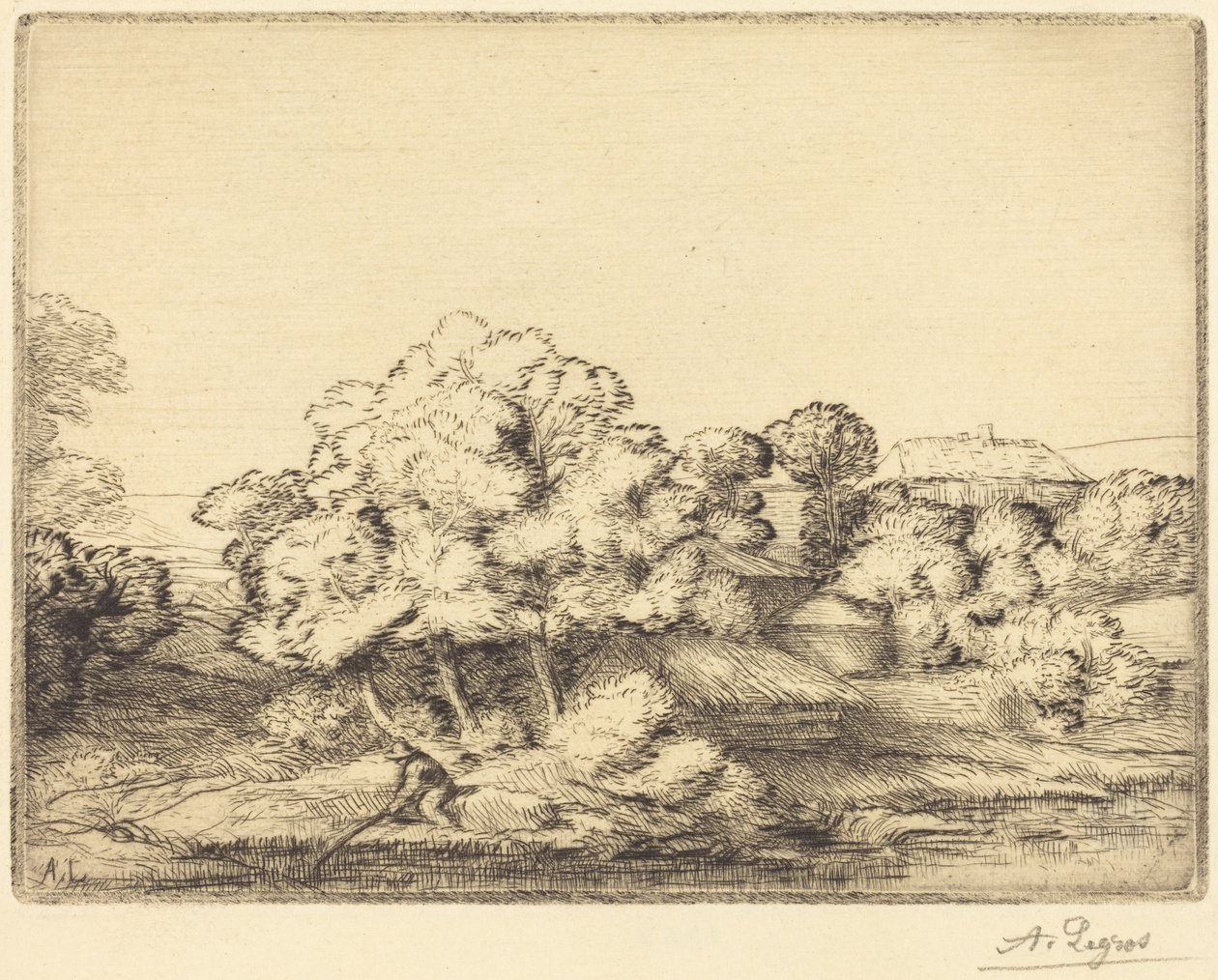 Hamlet near the Lake (Il borgo vicino al lago) da Alphonse Legros