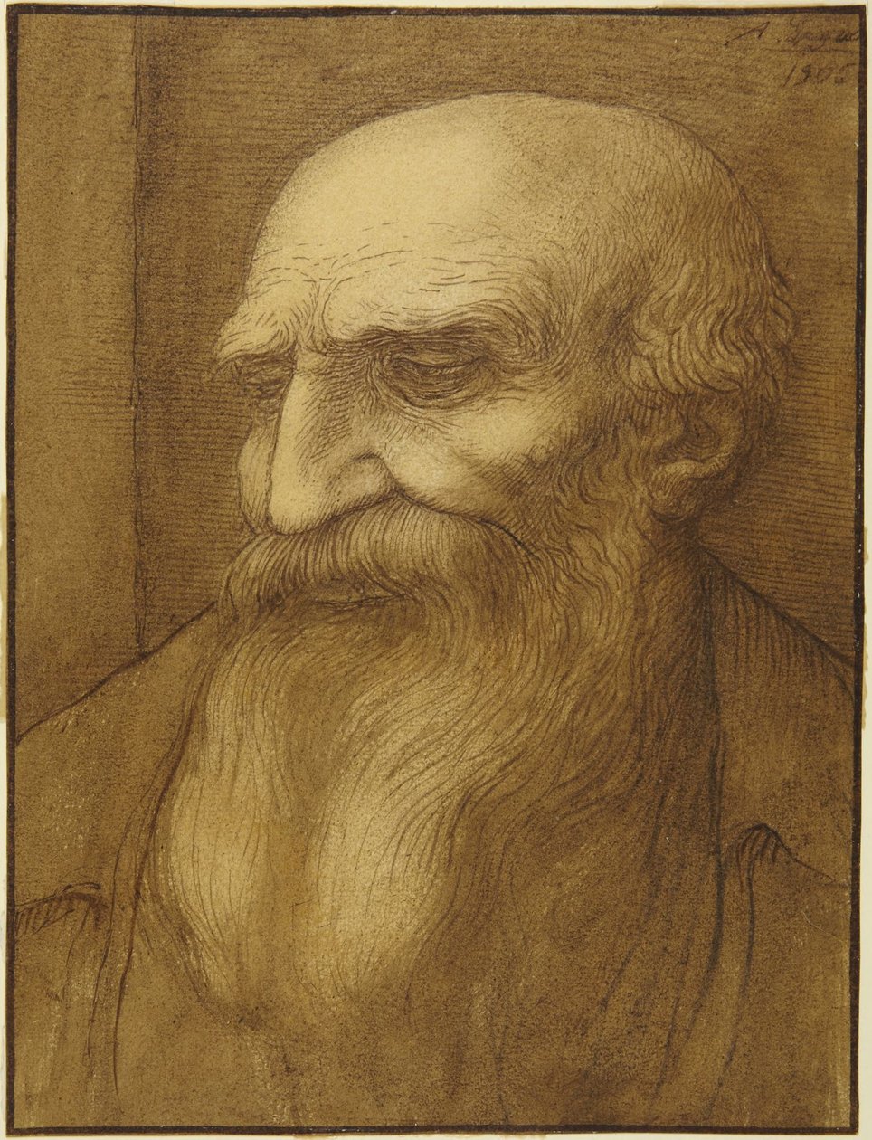 Testa di uomo barbuto da Alphonse Legros