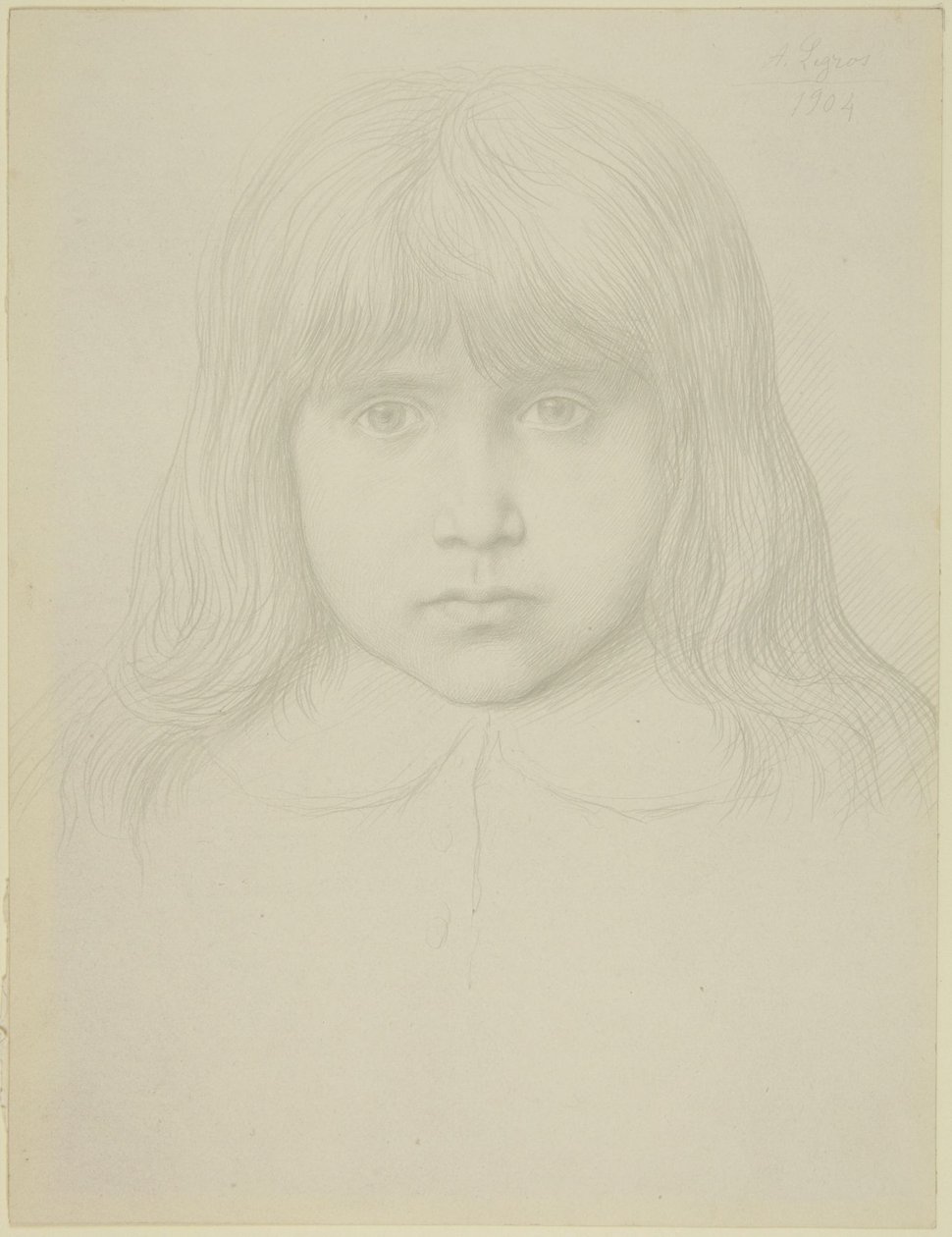 Testa di ragazzino con i capelli lunghi da Alphonse Legros