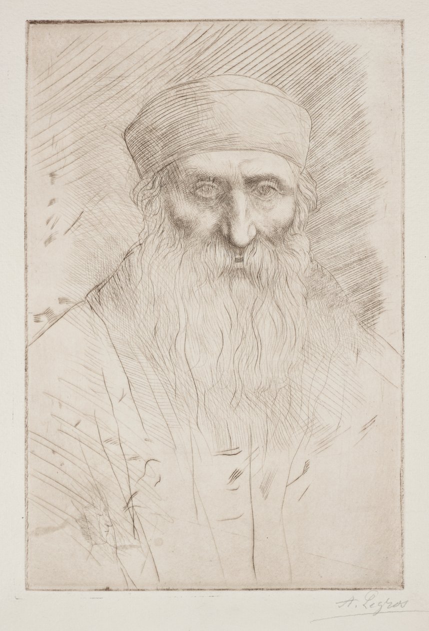 Testa di un uomo con una lunga barba da Alphonse Legros
