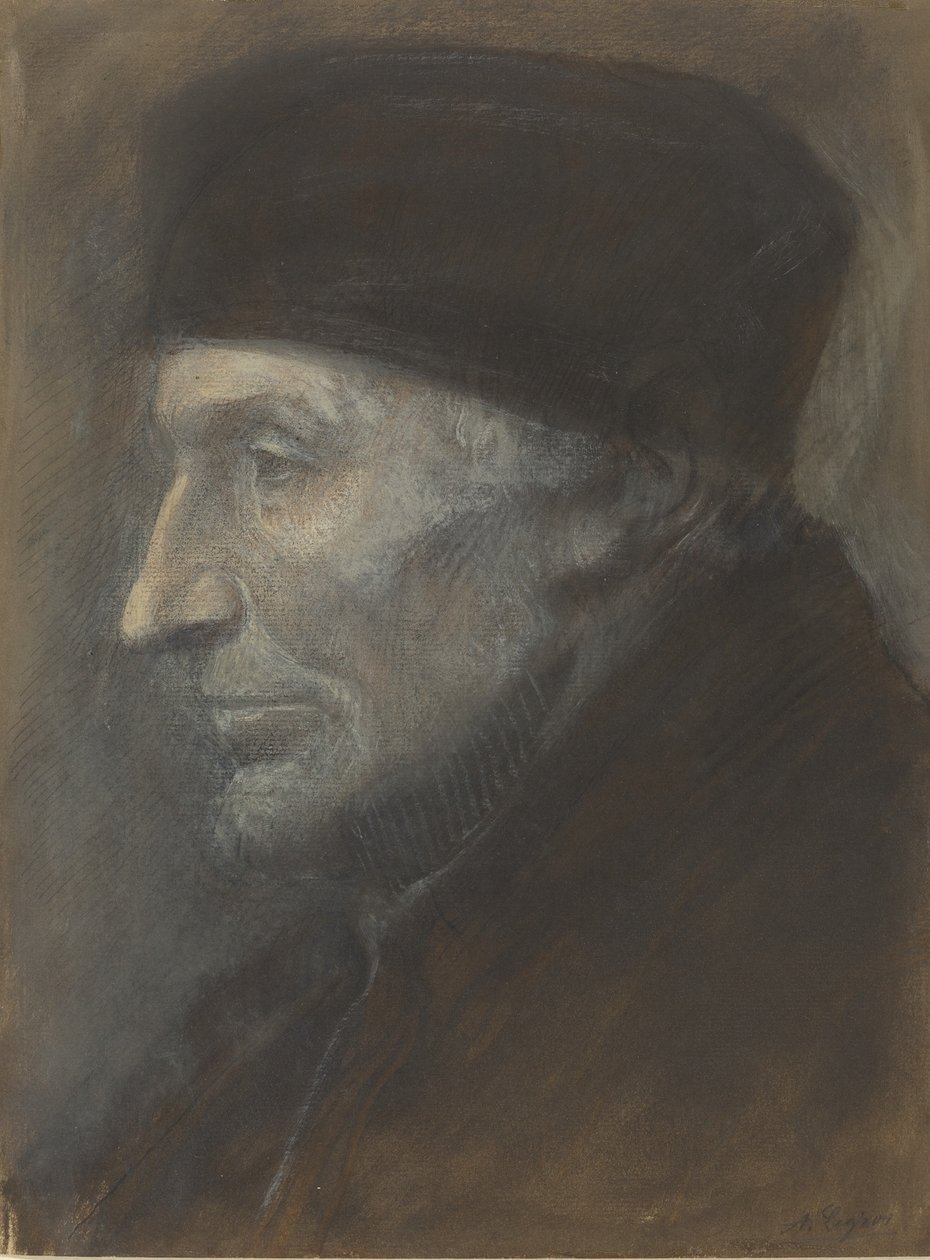 Testa di un uomo con una calotta da Alphonse Legros