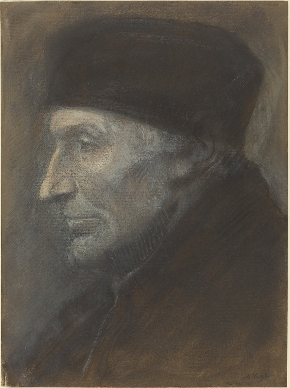 Testa di un uomo con zucchetto da Alphonse Legros