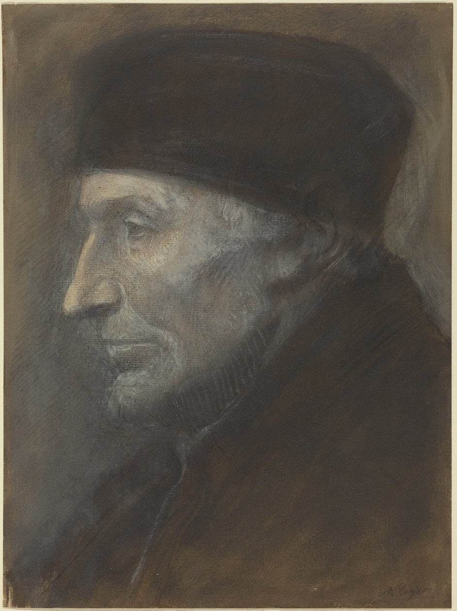 Testa di uomo con copricapo da Alphonse Legros