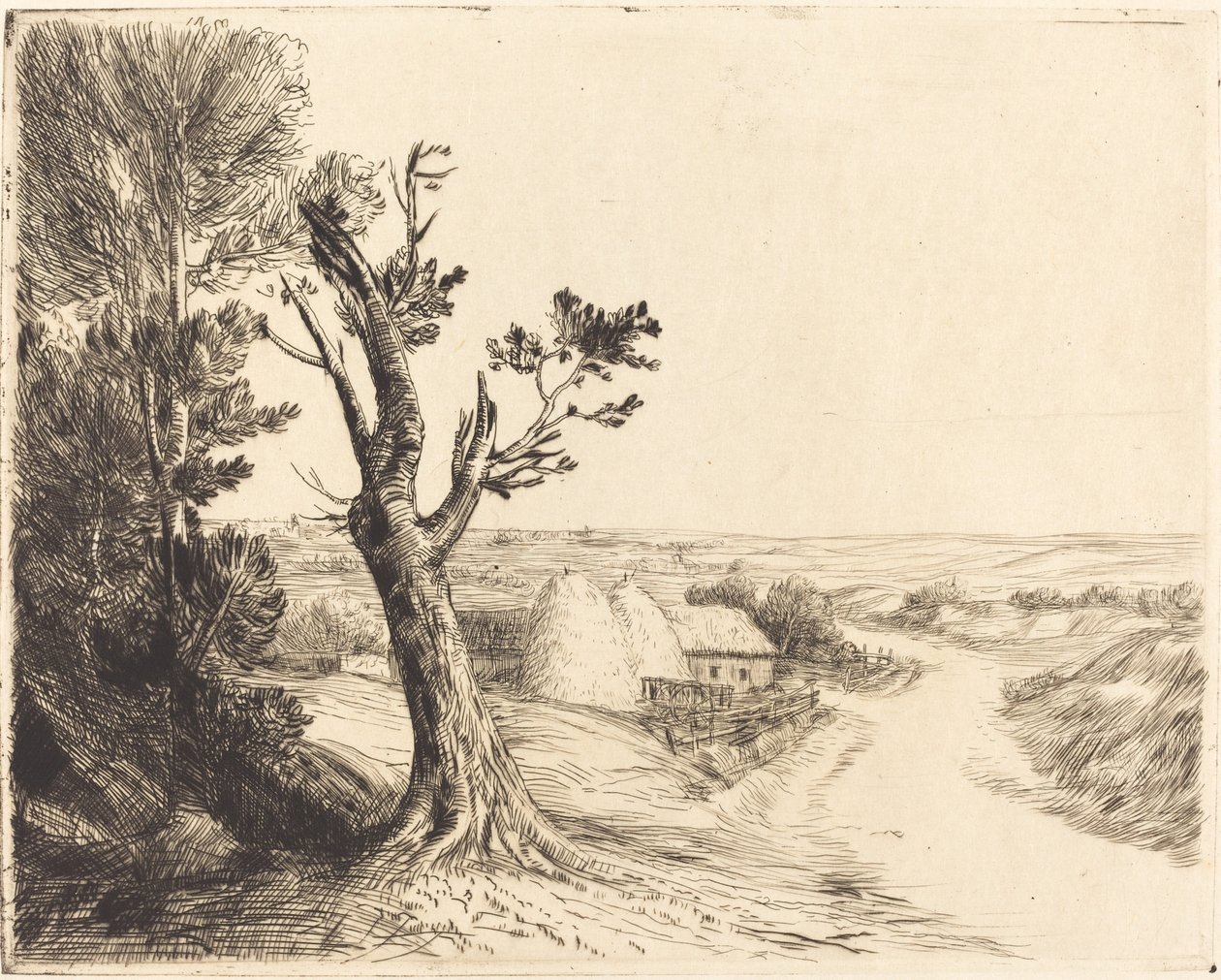 Paesaggio con covoni (Le paysage aux meules) da Alphonse Legros