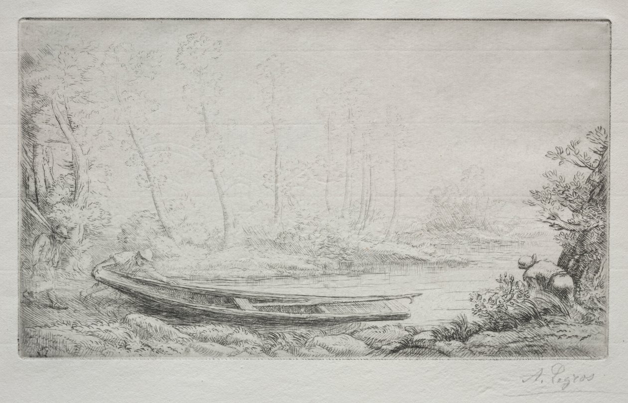 Le Départ pour le pêche, dans les brumes da Alphonse Legros