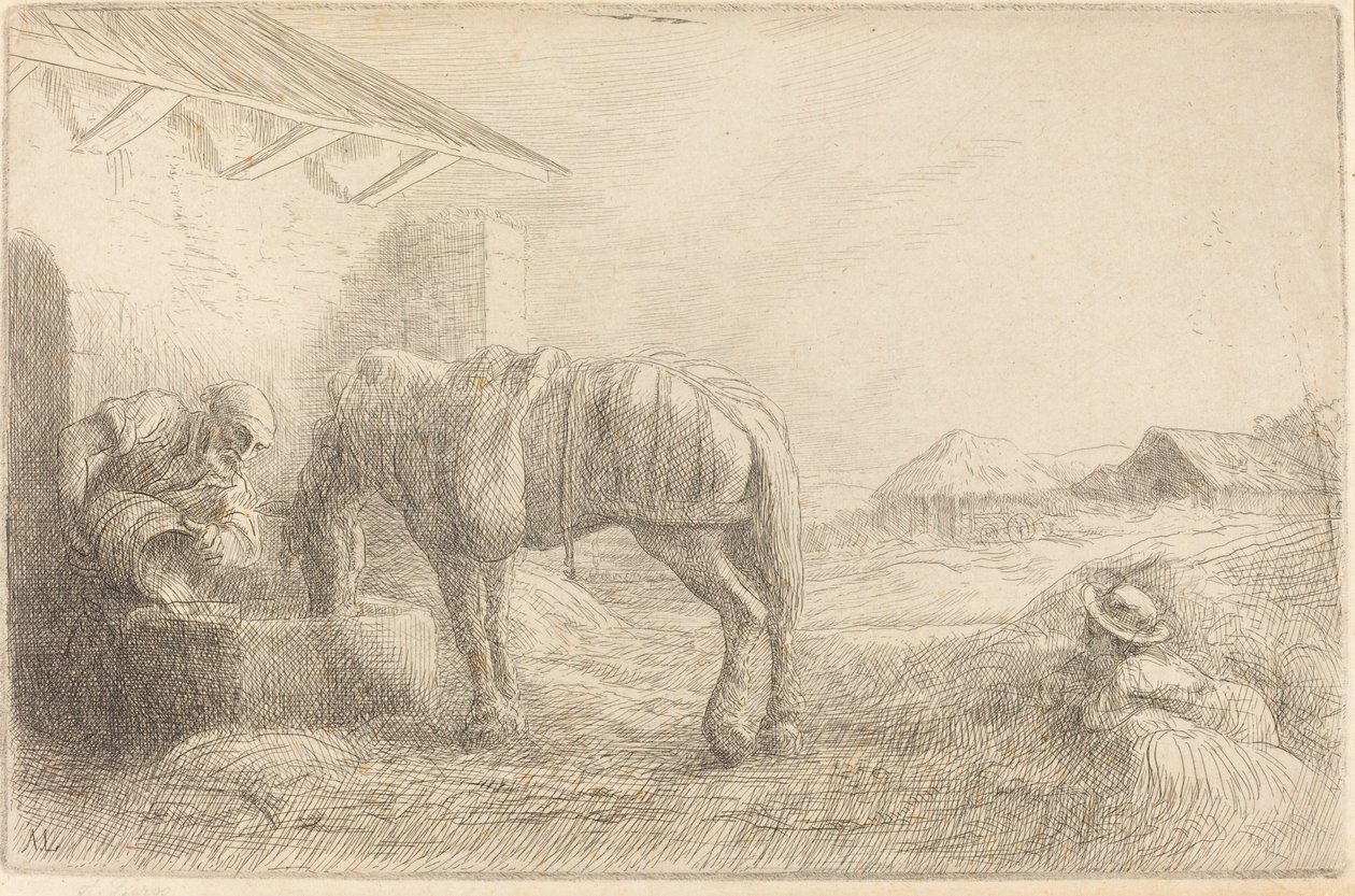 Uomo che abbevera un cavallo (Homme abreuvant un cheval) da Alphonse Legros