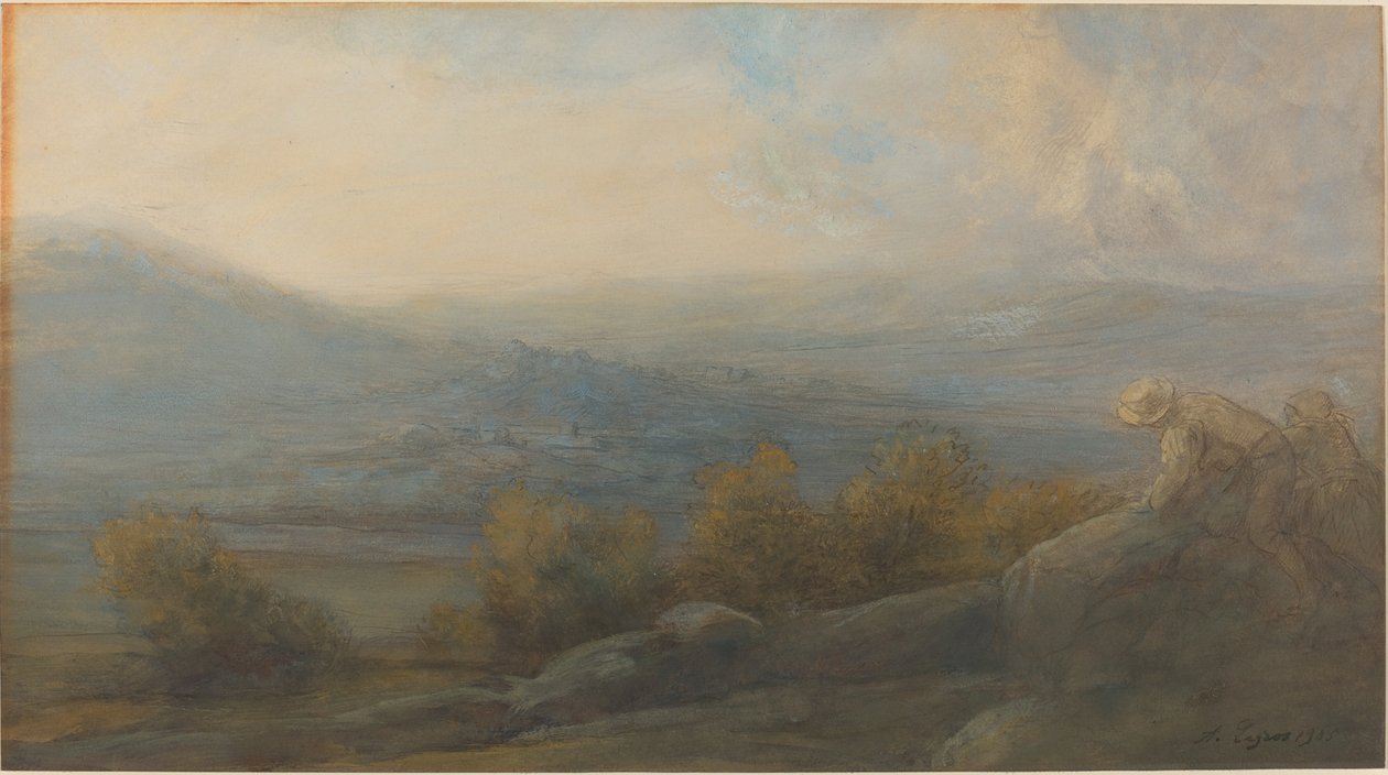 Paesaggio montano con due figure a destra da Alphonse Legros