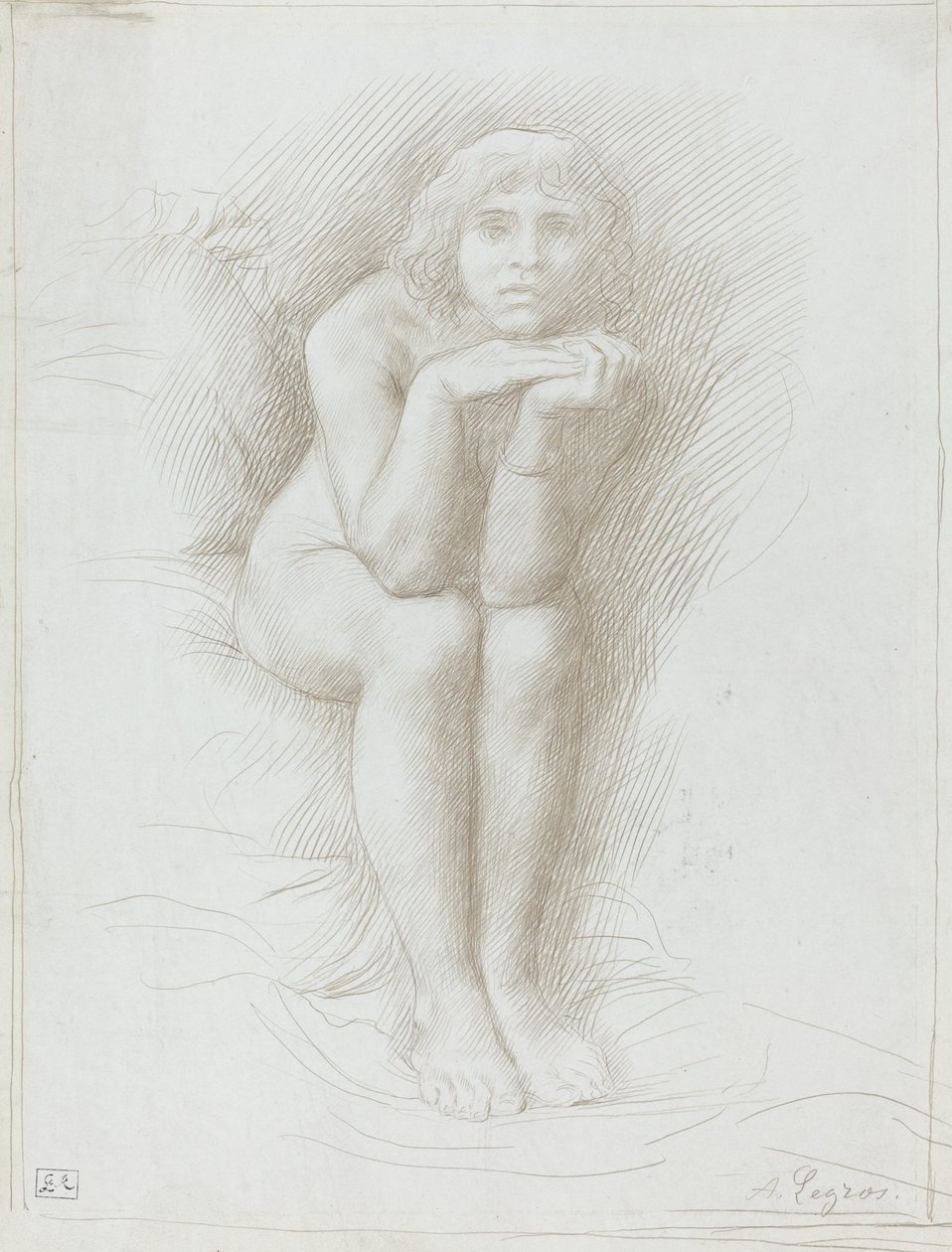 Modello Nudo Seduto da Alphonse Legros