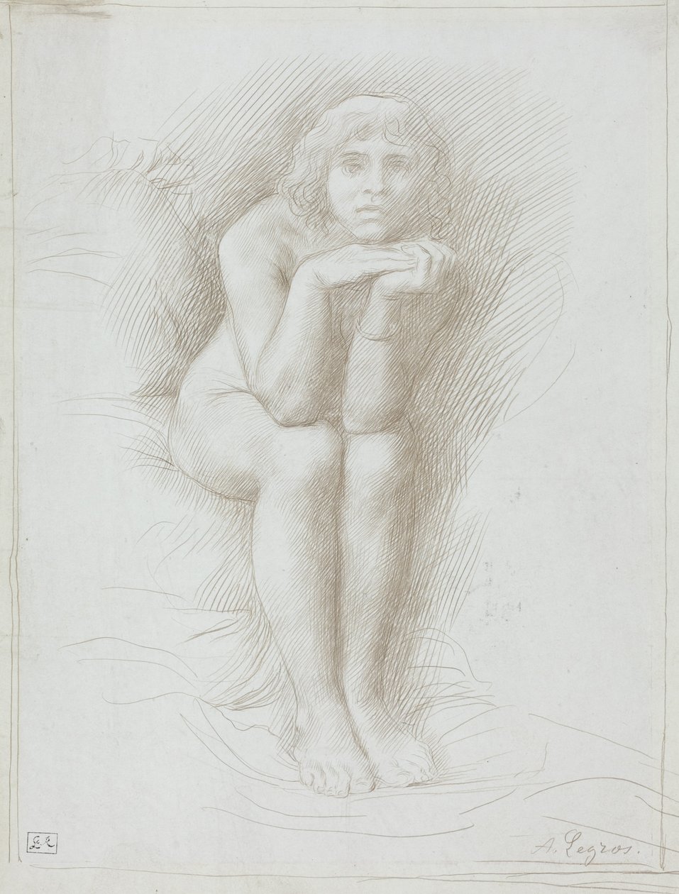 Modella nuda seduta da Alphonse Legros