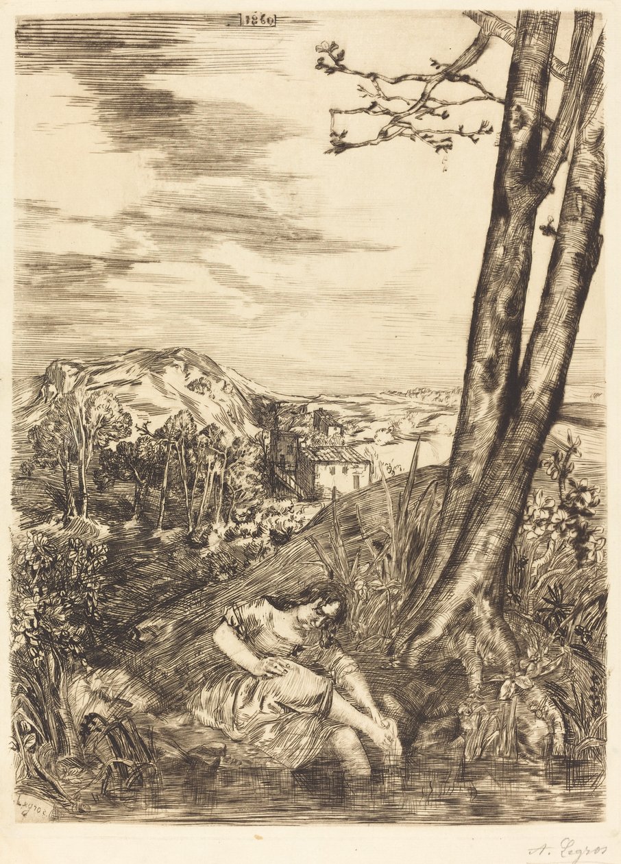 Contadina che si lava i piedi Paysanne se lavant les pieds, 1860 da Alphonse Legros