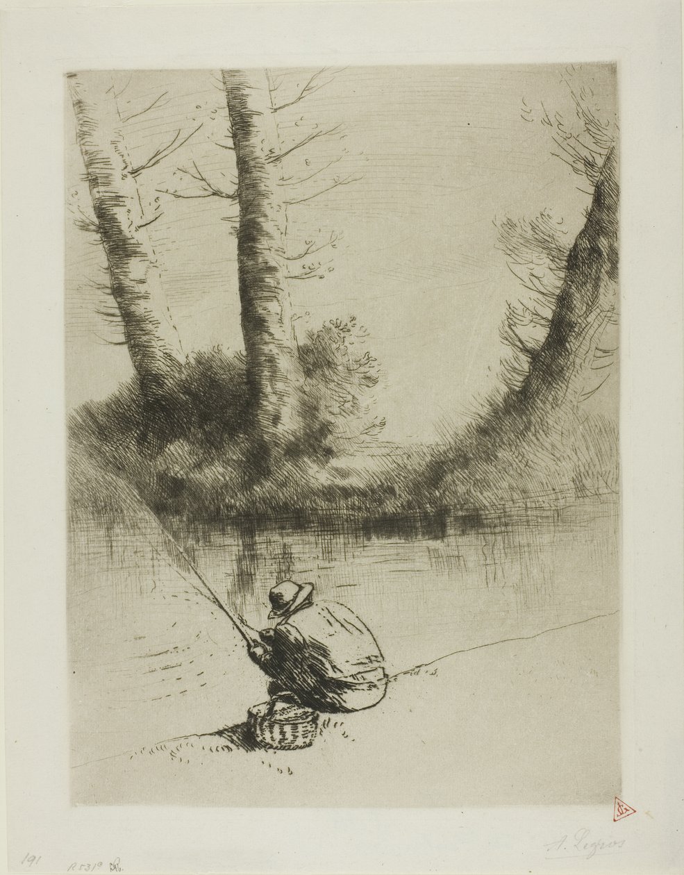 Pescatore con la canna da Alphonse Legros