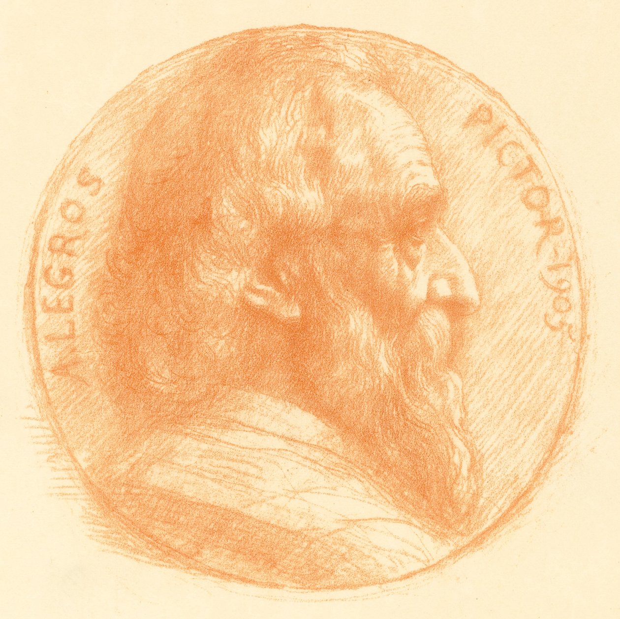 Autoritratto, Medaglione, No.2, 11a tavola da Alphonse Legros