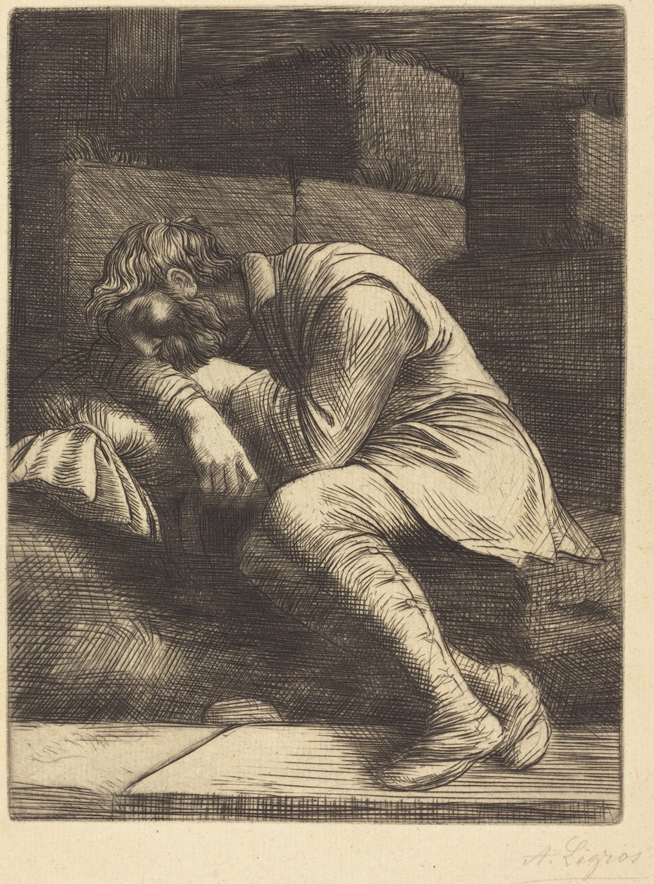 Mendicante addormentato da Alphonse Legros