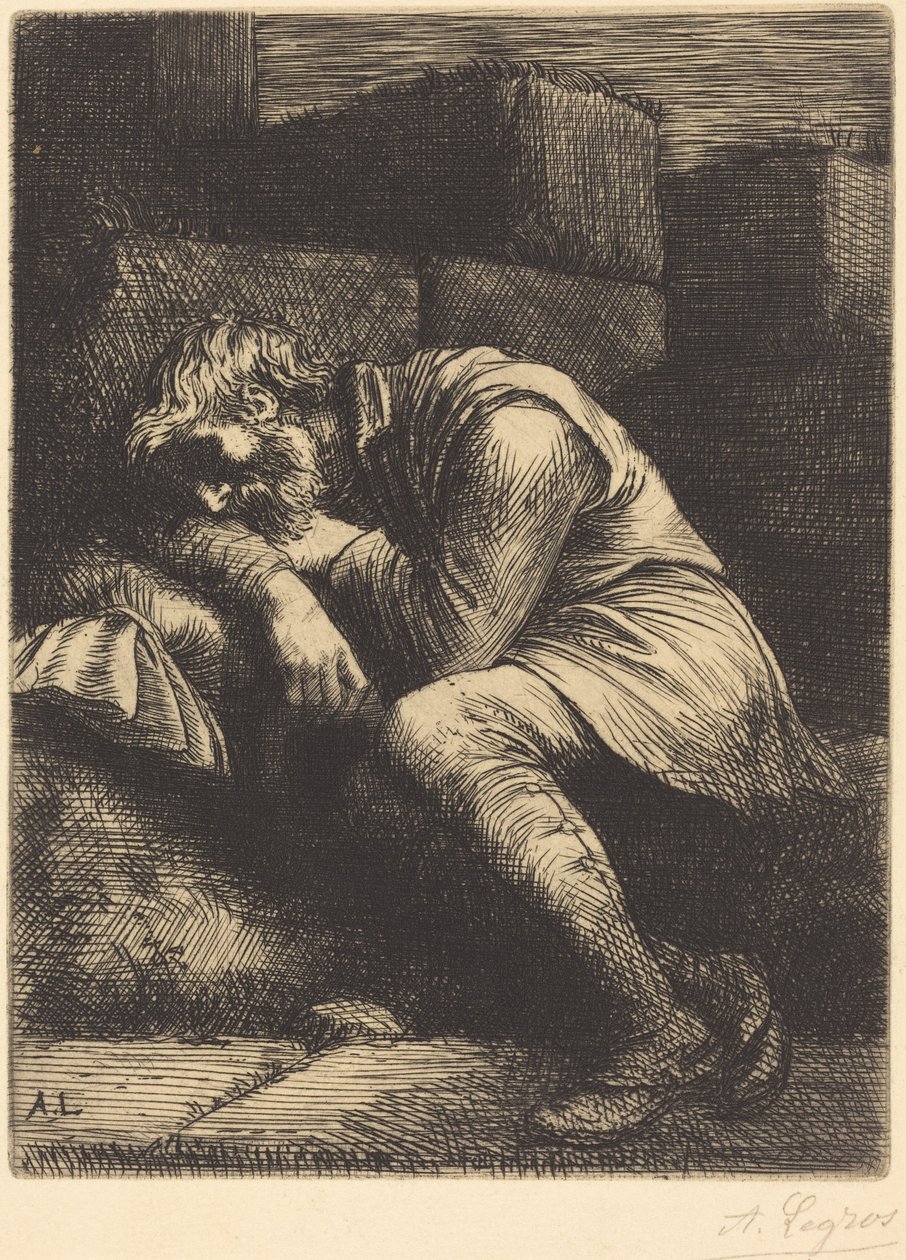 Mendicante addormentato da Alphonse Legros