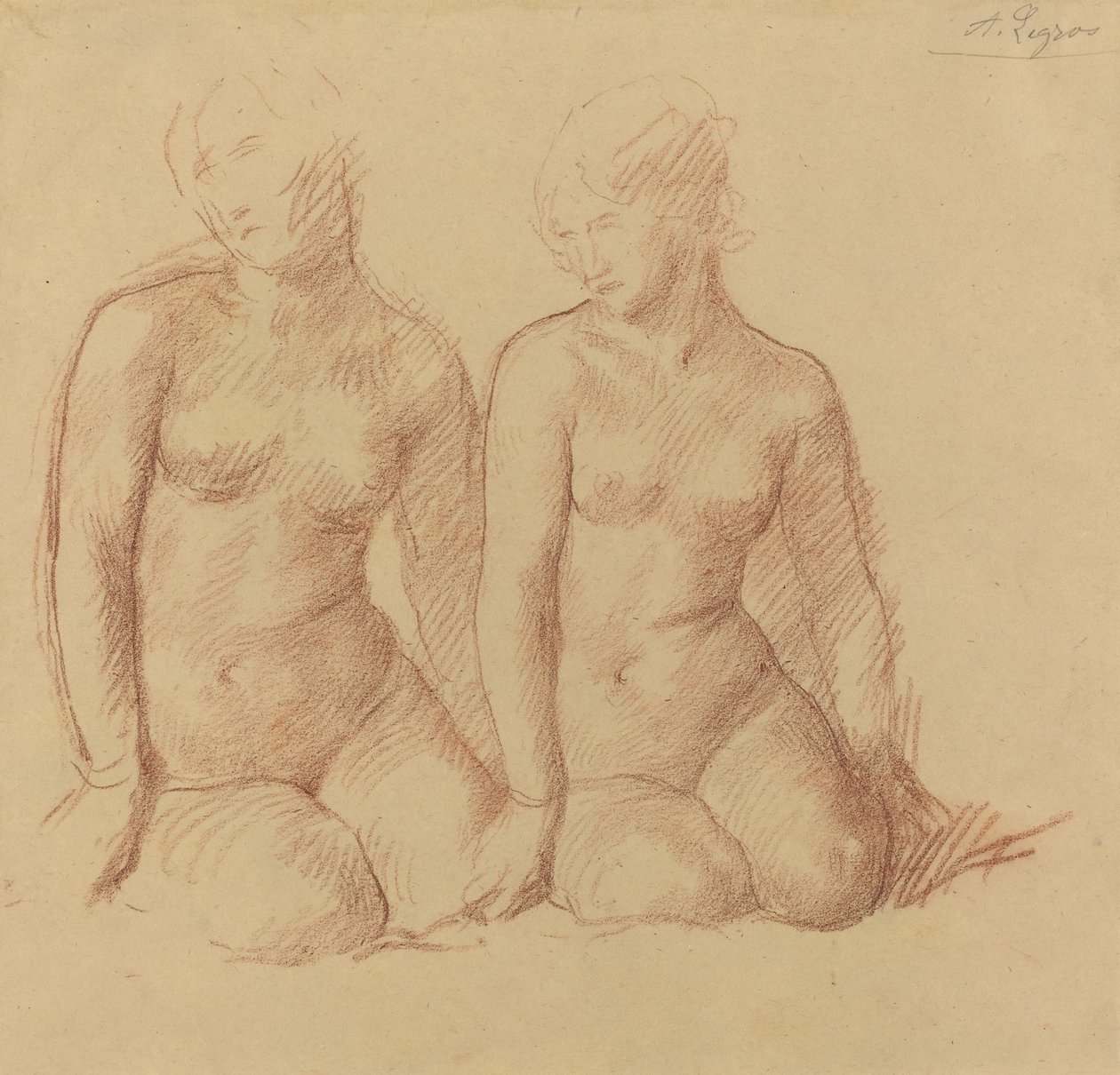 Studio di due figure sedute fianco a fianco da Alphonse Legros