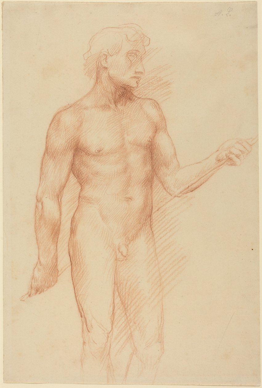 Studio di figura maschile, con una bacchetta dietro la schiena da Alphonse Legros