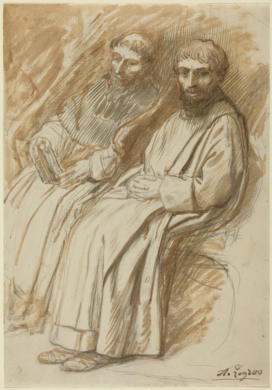 Due monaci seduti in una chiesa da Alphonse Legros