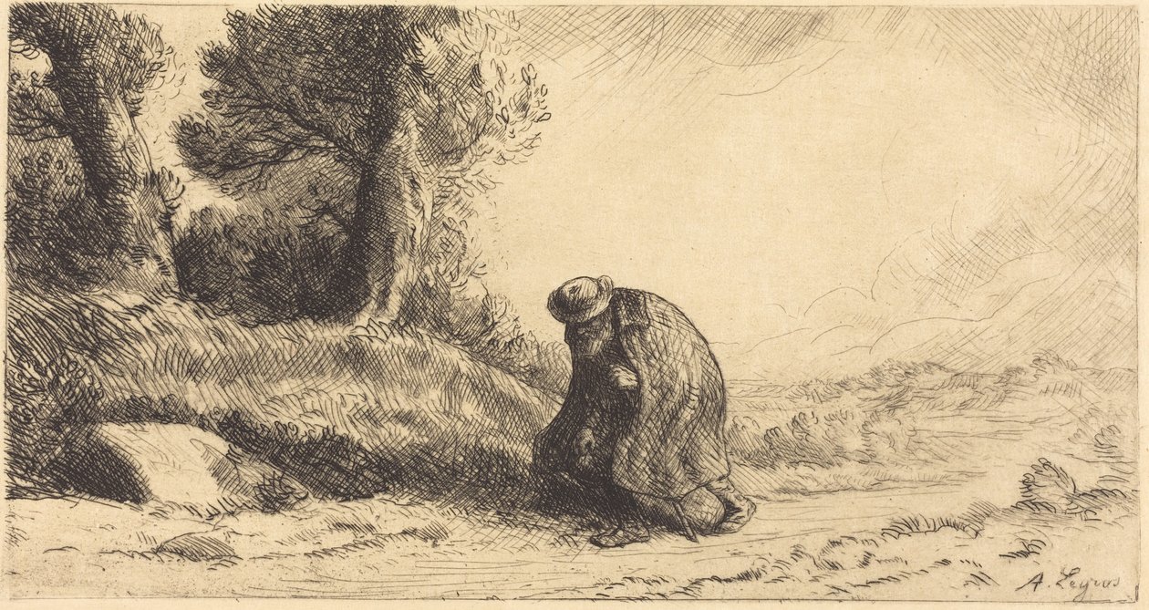 Vagabondo che percorre un viottolo da Alphonse Legros